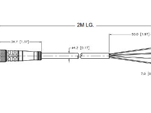 G2 Thermistor Cable, M8 female conn, 3-wire, 2M lg.